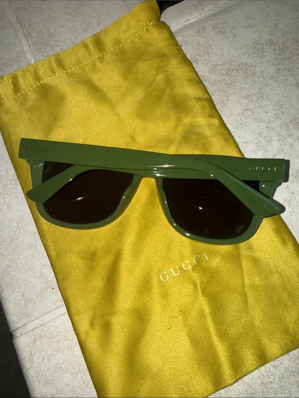 Gucci Authentic Dark Olive Green Sunglasses with Dark Lenses - Picture 3 of 10